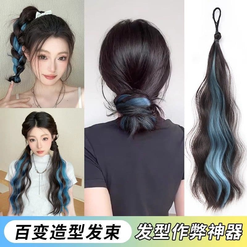 Self-winding ball head wig bundle with highlights, bud hair, bun, artificial hair, low tie, fluffy wig bag