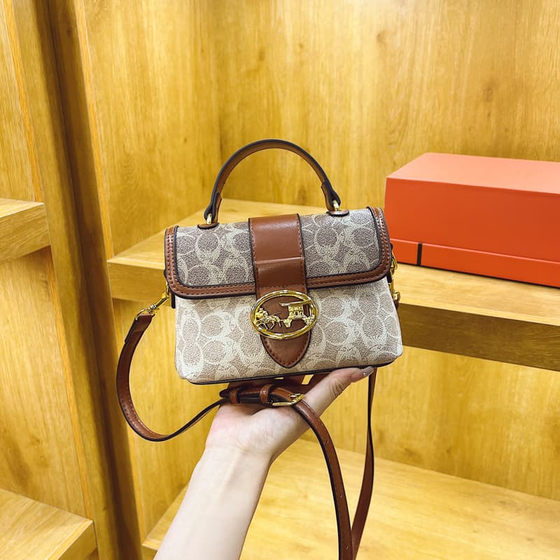 High-end cross-border fashion portable small square bag for women 2025 new style printed retro shoulder bag casual cross-body bag