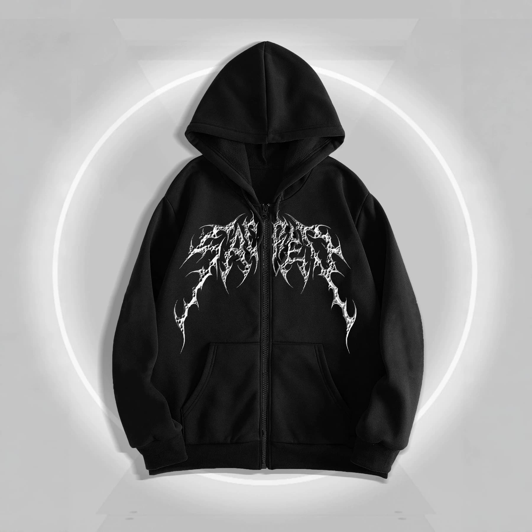 Y2K Zip-Up Hoodie Men's Printed Pattern Hip Hop Style Gothic 2026 Autumn Couple Sweatshirt