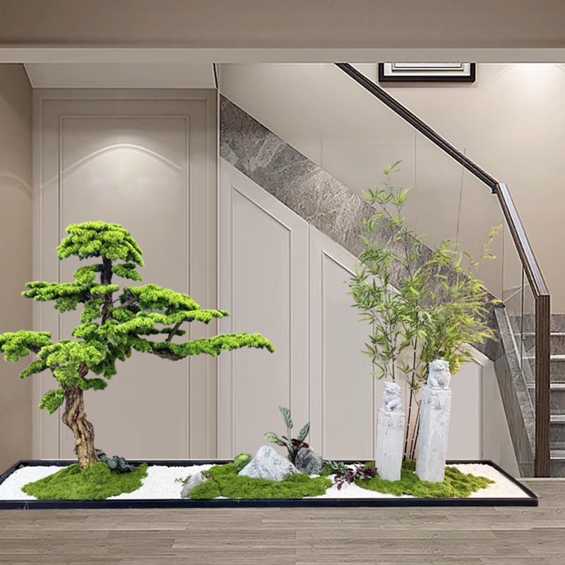 Welcome Pine Artificial Pine Tree, Podocarpus, Hotel Staircase Landscape Decoration, Fake Tree Ornament Floor Display