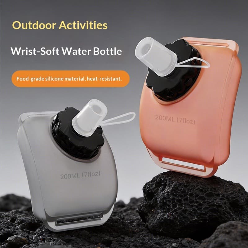 Cross-border wrist sports water bottle, food-grade silicone water cup, creative portable outdoor cycling, running and mountaineering gift