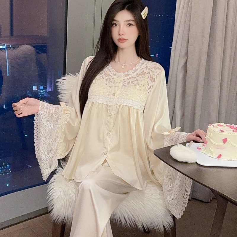 Cross-Border Factory New Ice Silk Pajama Four-Piece Set Sexy Padded Camisole Shorts French Style Homewear Wearable Outside