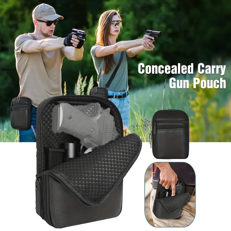 Cross-border outdoor men's tactical crossbody bag large capacity hidden waterproof PU pistol storage bag tactical shoulder bag
