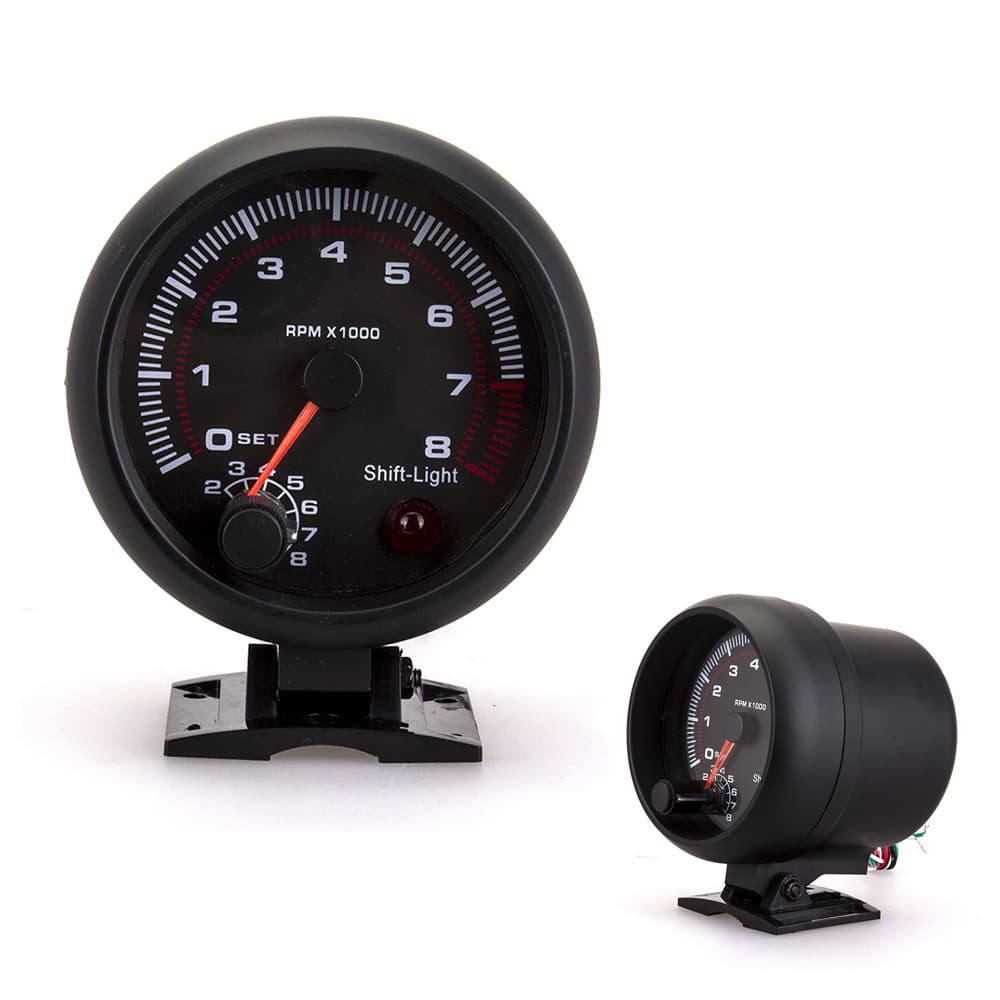 Car Modification Instrument 12V Universal Car Tachometer White Light Tachometer Modification Tachometer 95MM