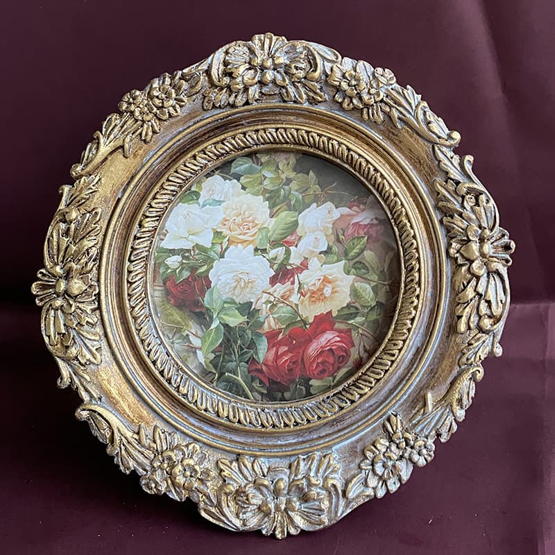French Gold Resin Picture Frame Vintage Photo Wall Restaurant Decorative Frame Oval Wall-Mounted Living Room Combination Frame