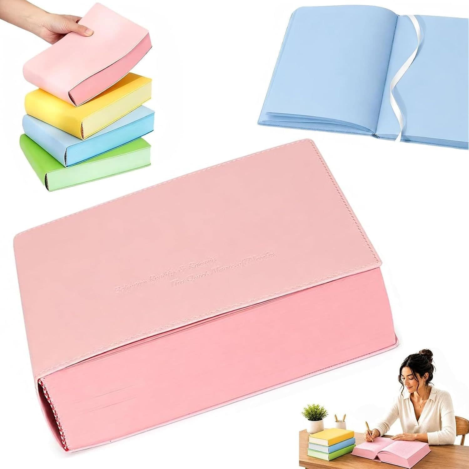 Amazon's New Thickened Colorful Brick Notebook, 720-Page Hardcover Notebook, Waterproof Paper, Thick Notebook with Ribbon