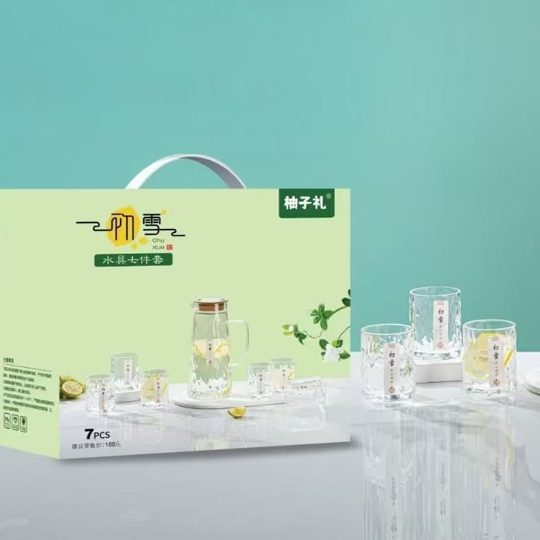 Pomelo Gift First Snow Water Set 5-Piece Water Pitcher and Cup Combo, Casual Gift for Jewelry Insurance Events
