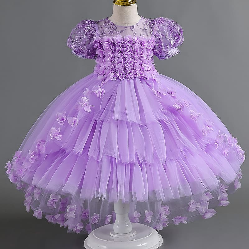 New ready-made children's dress lace tail princess dress flower girl piano performance dress kids dress