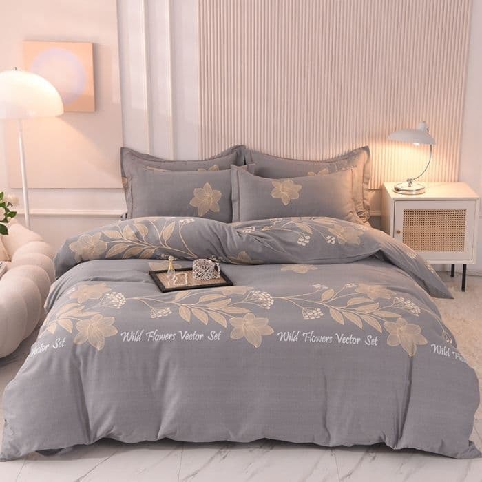 High-end 100% pure cotton four-piece set, all-cotton twill minimalist bedding sheet duvet cover thickened double-size all-season style