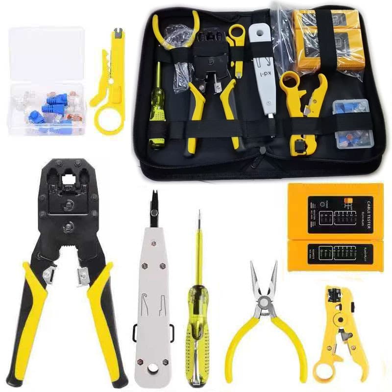 Hardware Network Crimping Tool Kit, 3-in-1 Network Cable Tester, Home Repair Tool Combination Set