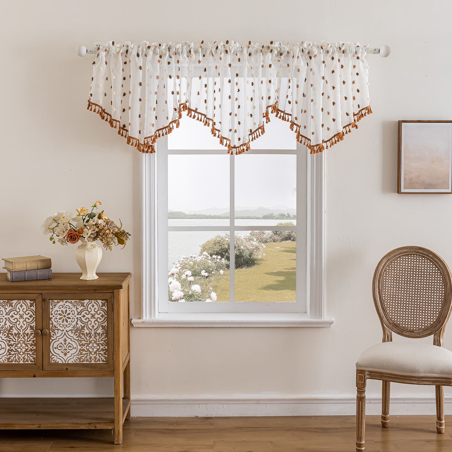 Cross-border Finished Product Simple Modern Decorative Window Valance Triangular Curtain Kitchen Small Curtain Rod Pocket Curtain Finished Product Wholesale