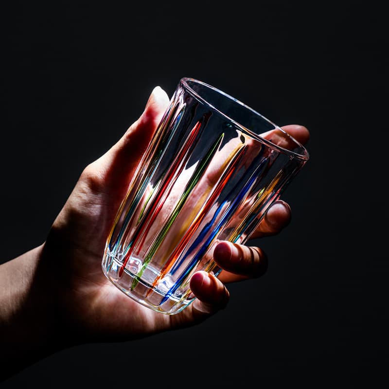 Lvdian European-style Hand-painted Striped Glass Cup for Coffee, Juice, Milk & Beverages