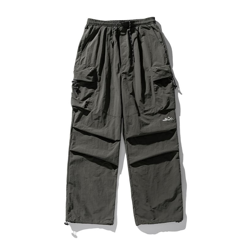 Japanese-style outdoor water-repellent double-knee paratrooper pants, spring trendy techwear with 3D pockets, casual cargo pants for men