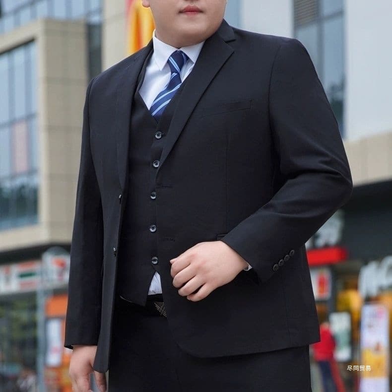 Men's Suit Plus Size Big and Tall Business Loose Fit Father Suit Set Middle Aged