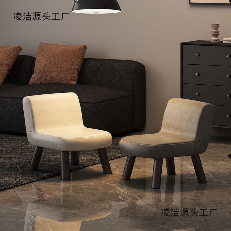 Backrest Sofa Stool, Home Small Chair for Adults and Children, Low Stool for Entryway Shoe Changing, Living Room Tea Table Wood