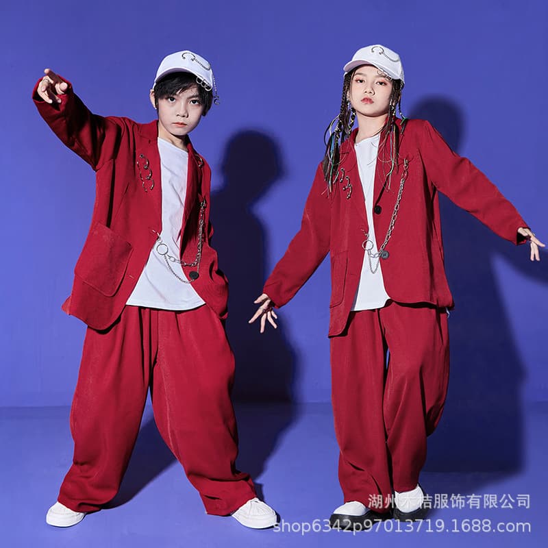 Children's street dance trendy suits, hip-hop suits, boys and girls, hiphop jazz dance New Year's Day performance costumes
