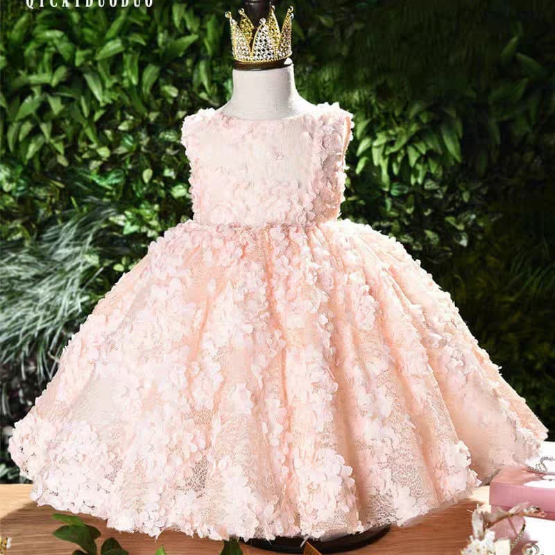 Girls Princess Dress 2026 Spring Sleeveless Round Neck Open Back Candy Birthday Gown Baby Children's Princess Dress