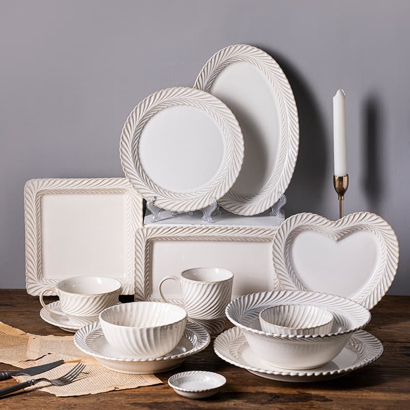 Mimosa Series Japanese Household Kiln-transformed Tableware Ceramic Bowl Practical Creative Plate Wholesale Dinnerware Set