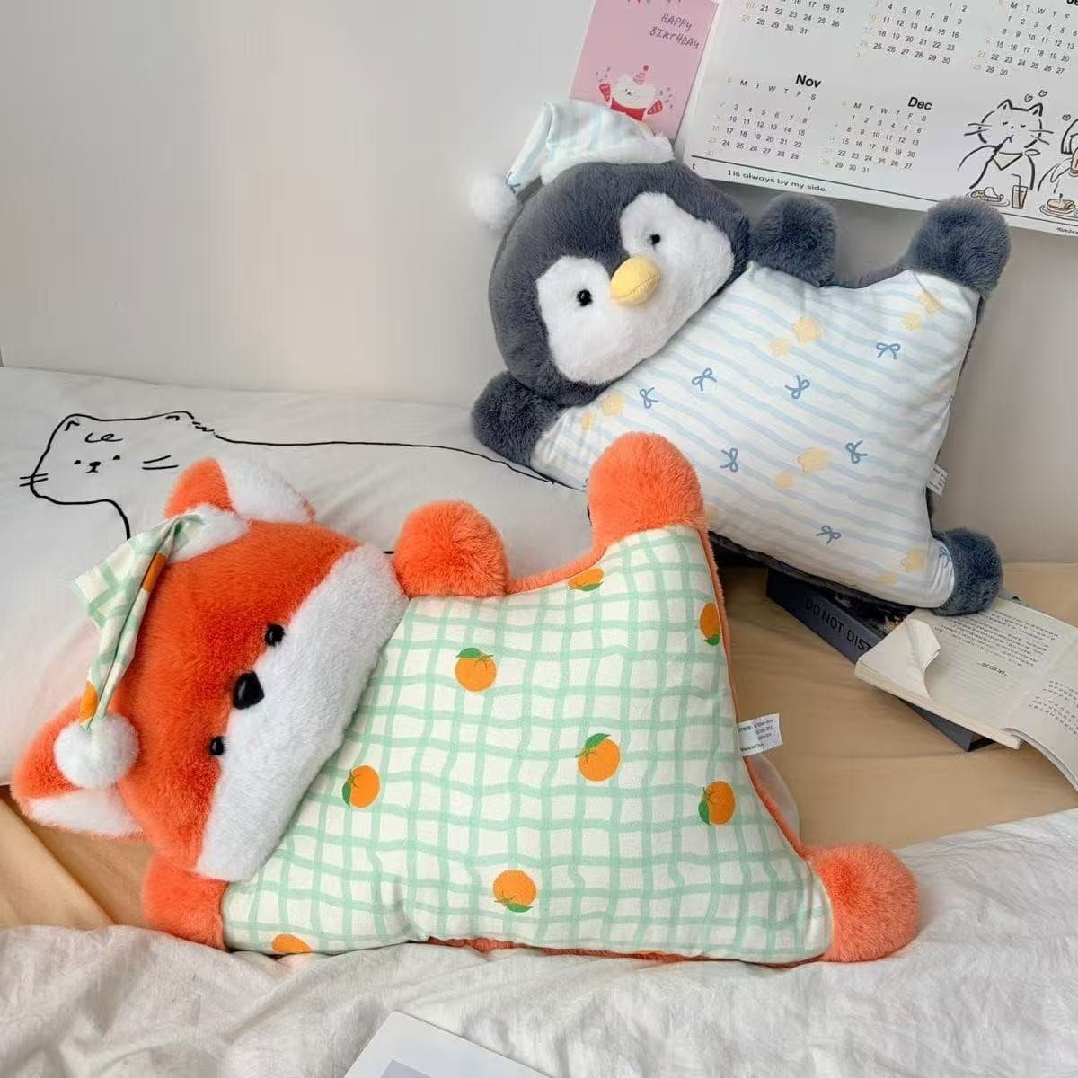 Cross-border pillow, pillow to accompany sleeping doll, pajama party, pink pig, lamb, penguin, car office pillow, birthday gift