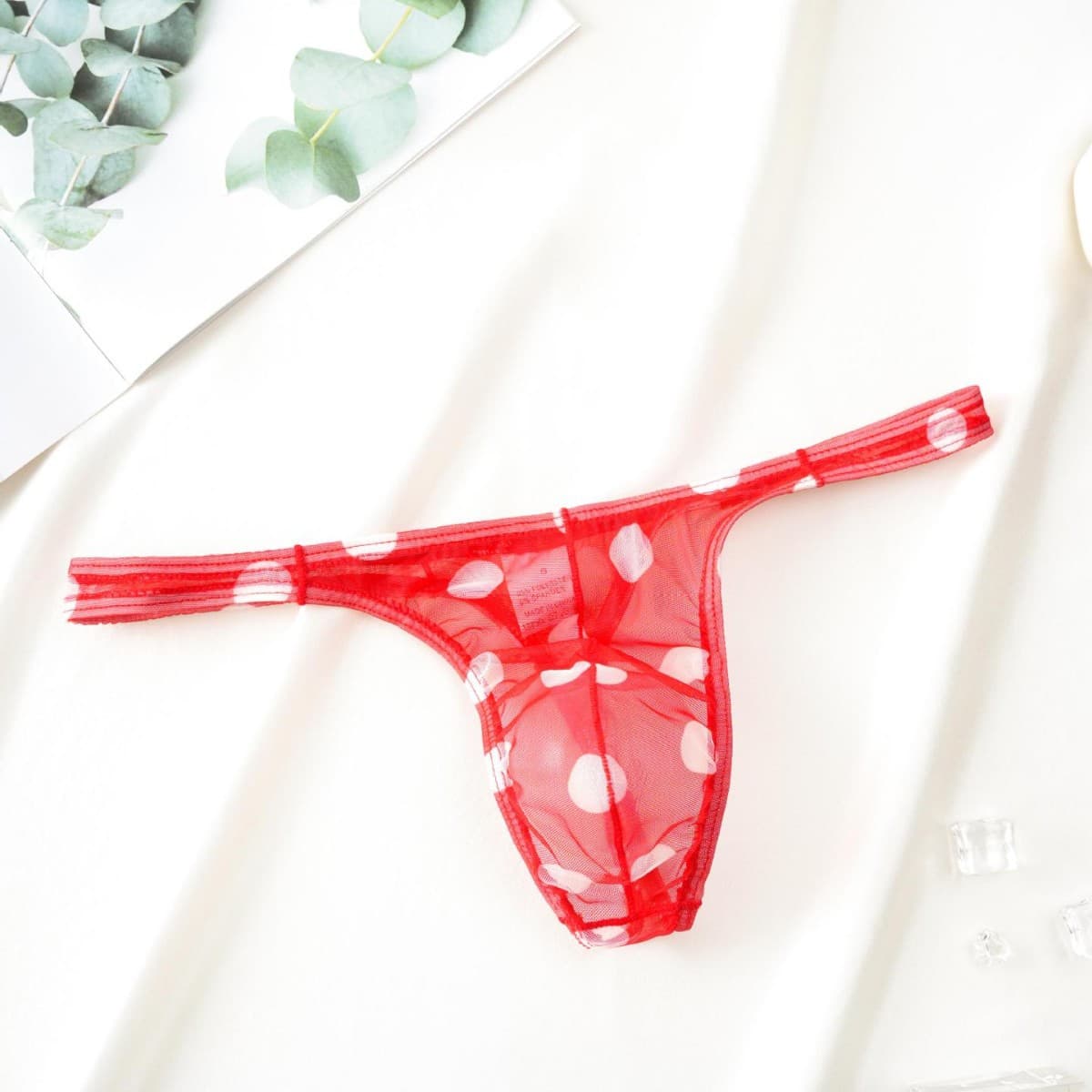 Drop Shipping Men's Underwear Printed Transparent Thong Thin Ice Silk Sexy Thong for Young Men