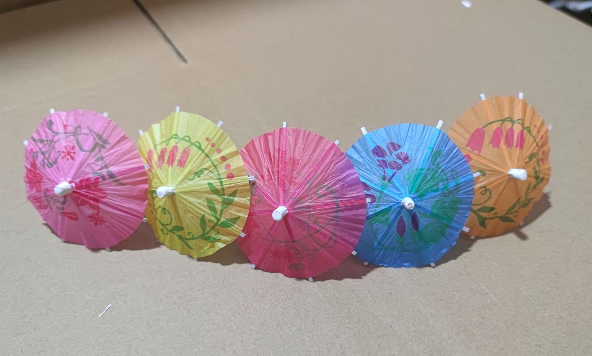 [Factory Direct] Hot-Selling Oil Paper Umbrella Small Bamboo Umbrella Signature Flower Paper Umbrella Signature Disposable Bamboo Wood Sticks 144