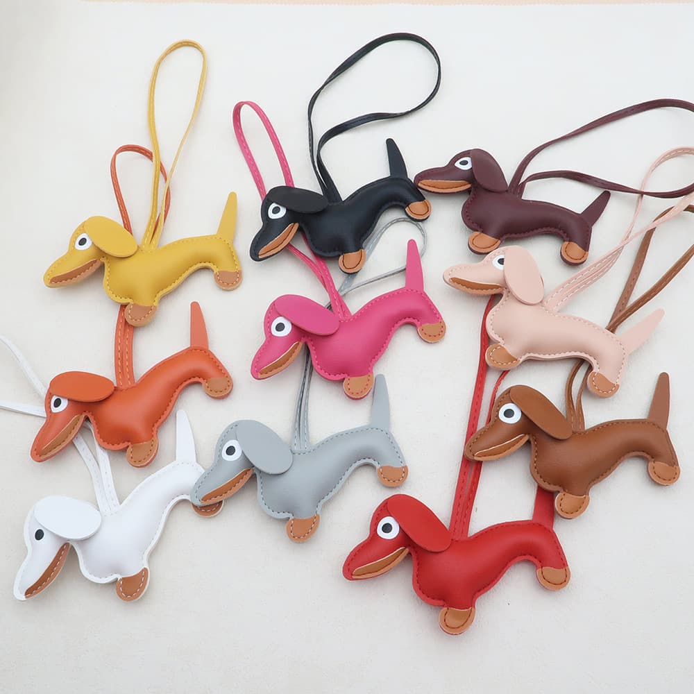 Creative Sausage Dog Leather Bag Charm Mobile Phone Case Accessory Car Decoration Urban Simple Style Animal Pattern PU Material