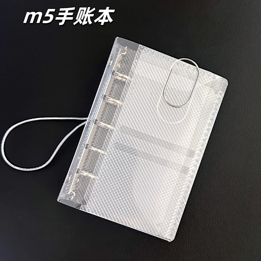 PVC Transparent M5 Tri-Fold Binder Journal Ins Portable Student Diary Notebook Cover Storage Pouch Card Holder