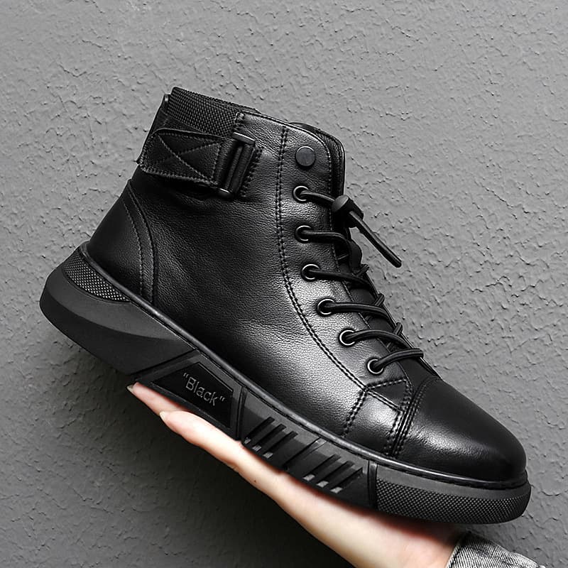 2023 Cross-Border Hot Selling Plus Size Trendy Martin Boots for Men, British Style, Fleece-Lined, Warm, High-Top Casual Leather Boots