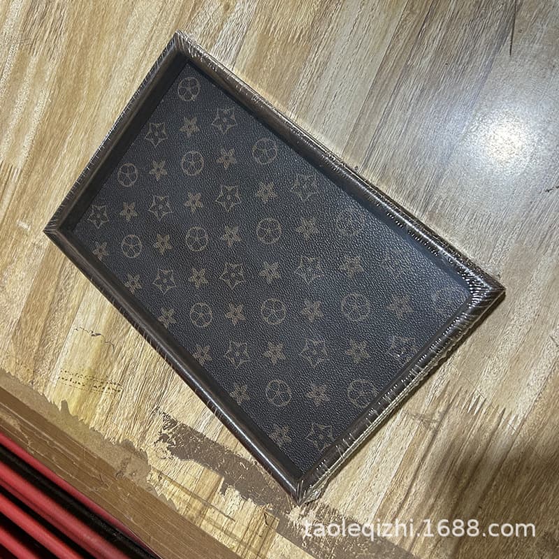 Custom Chinese Vintage Floral Series Tray Desktop Jewelry Storage Tray Entryway Home Leather Decorative Tray