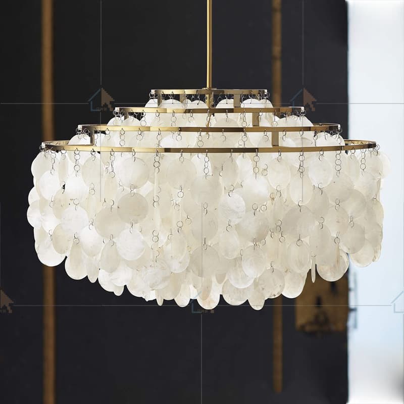 Natural Shell Chandelier Modern Minimalist European Style Living Room Chandelier Villa Dining Room Chandelier Romantic Shell Pendant Light