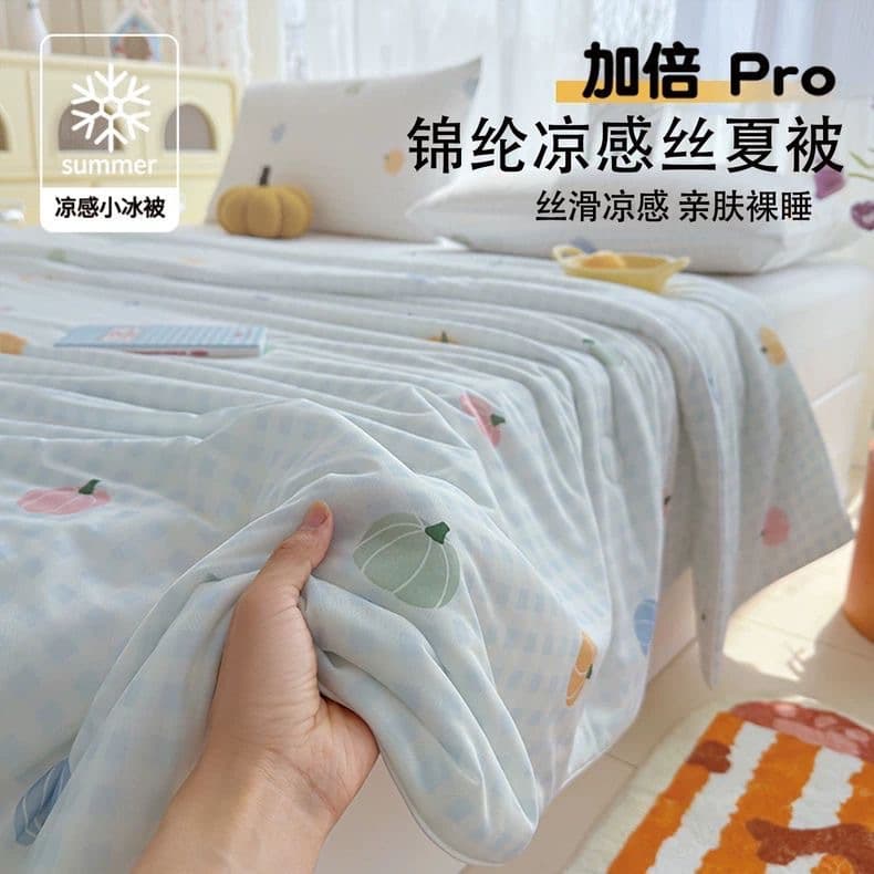 Summer Ins Style Ice Silk Quilt Class A Summer Cooling Silk Blanket Air Conditioning Quilt Single Double Nylon Cooling Thin Blanket