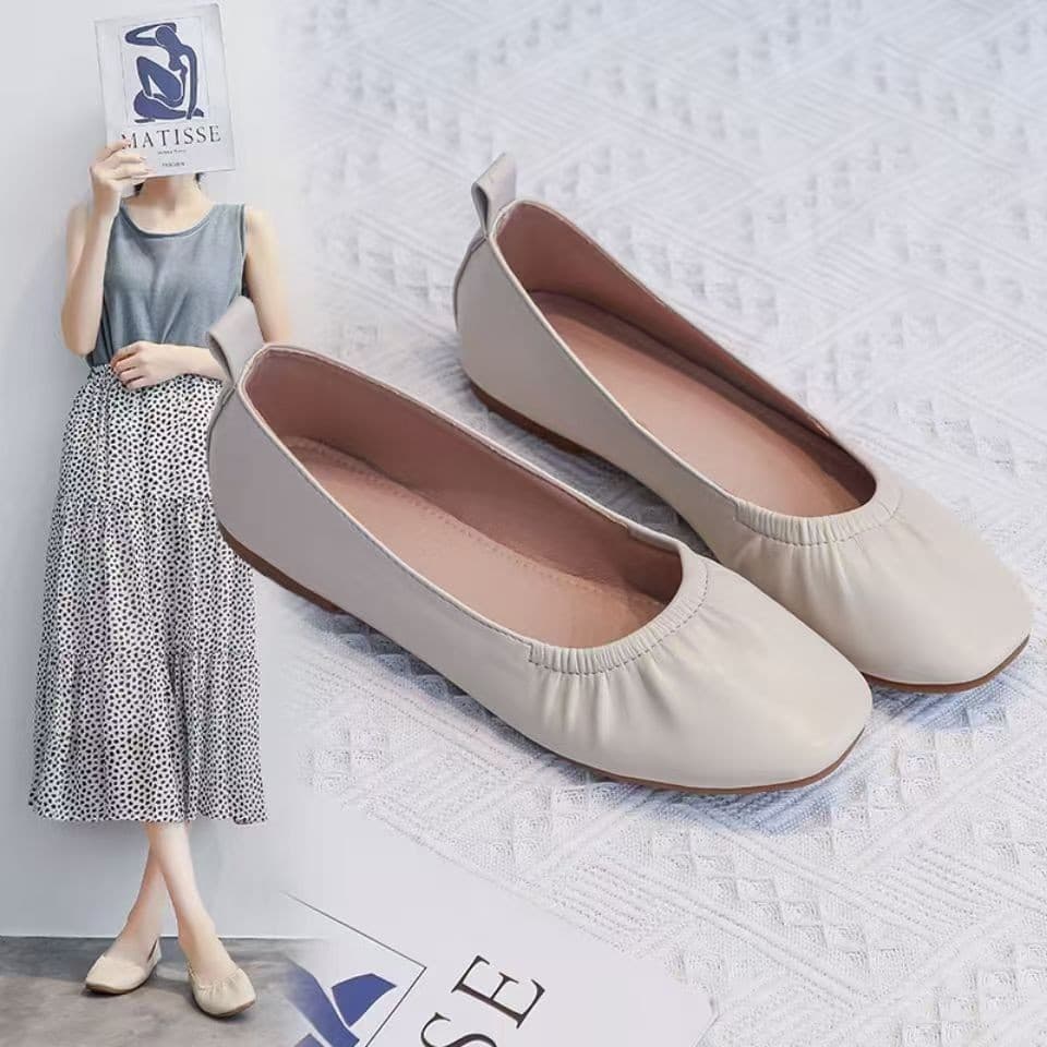 Soft Sole Shallow Mouth Bean Shoes Women's Versatile Comfortable Egg Roll Shoes Commuter Women's Flats 2025 Spring Summer New Style Mother Shoes