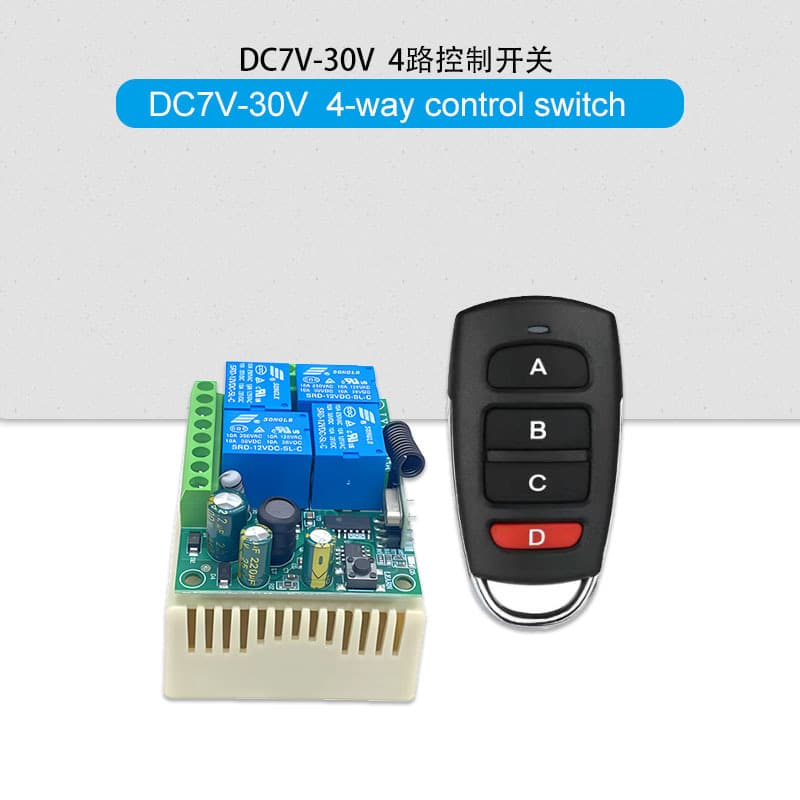 220V 4-channel wireless receiver control garage door motor relay remote control switch remote 4-channel controller switch