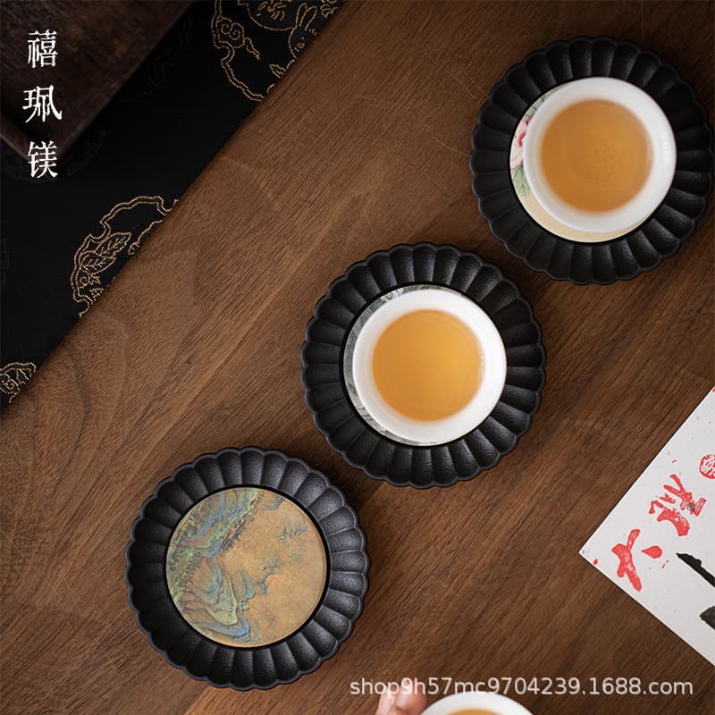 Xipei Magnesium Coaster Retro Quick-drying Absorbent Coaster Home Heat Insulation Mat Melamine Anti-scalding Tea Cup Mat Tea Ceremony Accessories