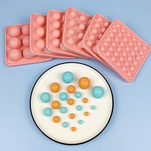 Food-Grade Custard Filling Round Ball Ice Cube, Candy, Chocolate Bean Silicone Mold with Lid, Silicone Ice Ball Mold