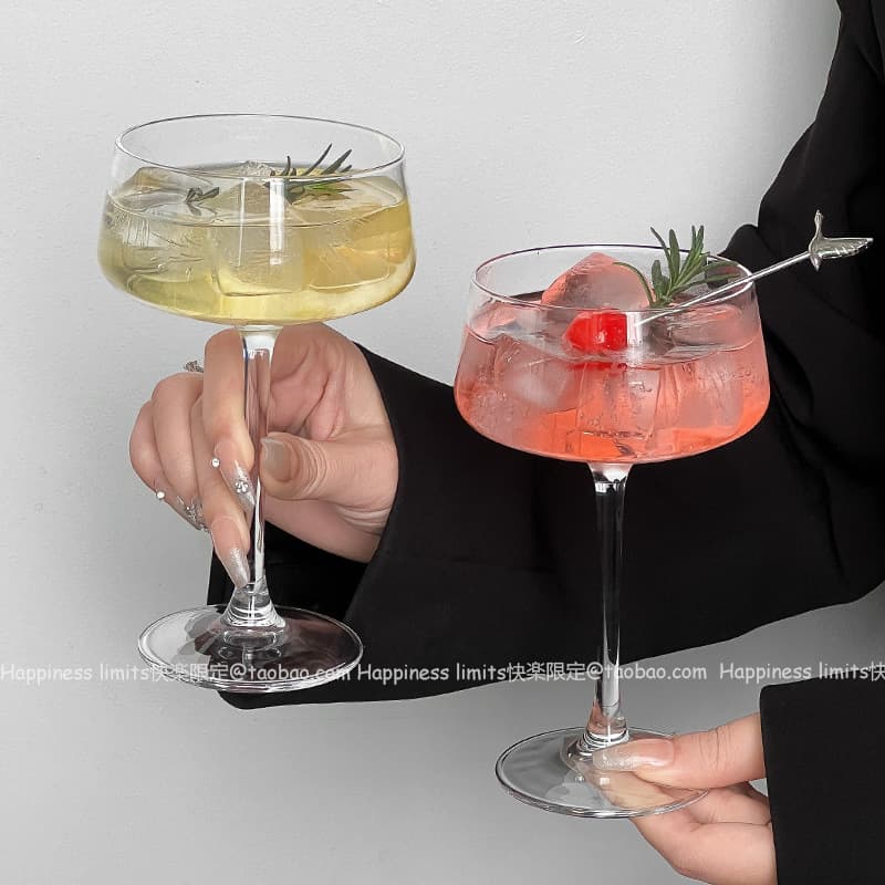Japanese Kimura Crystal Stem Tower Martini Cocktail Glass, Ins Style Fruit Wine Glass for Women, Specialty Drink Cup