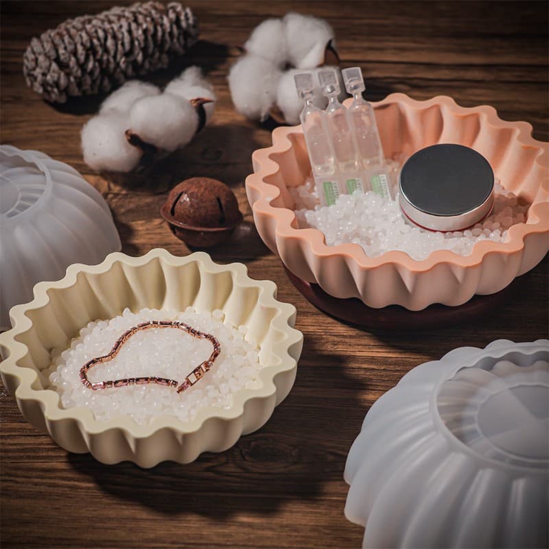 Lace Round Storage Bowl Resin Silicone Mould Gel Drop Diy Origami Wave Tray Plate Candle Cup Ornaments