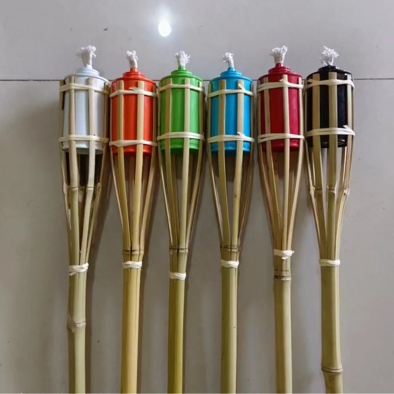 Festival outdoor oil lamp, wedding celebration bamboo torch, heating with butter or alcohol liquid, empty can, manufacturer reusable wick.