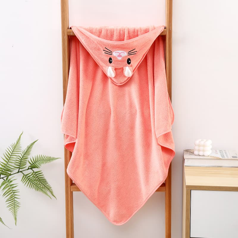 Coral Fleece Children's Cape Towel, Newborn Bath Wrap Towel, Cute Cartoon Cape Bathrobe