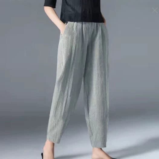 Linen Harem Pants for Women Summer Thin Carrot Pants Versatile Casual Loose Plus Size High Waist Ankle-Length Straight Leg Pants