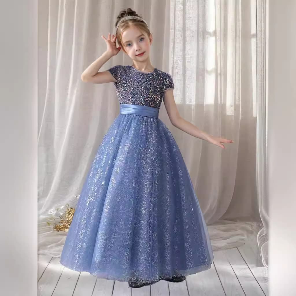 Girls' Princess Dress Sequined Tulle Piano Performance Dress Little Host Catwalk Dress Wholesale