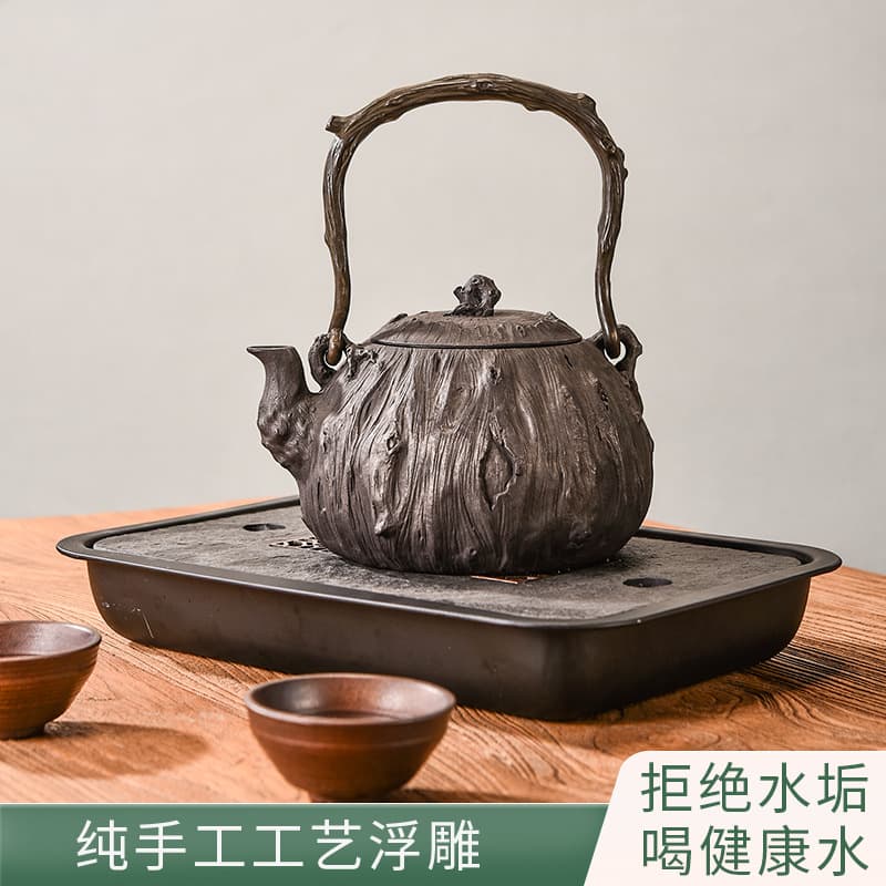 Handmade One-Piece Pot Wax Mold Iron Casting Stove Water Boiler Pure Handmade Craftsmanship Rustic Iron Teapot for Brewing Tea