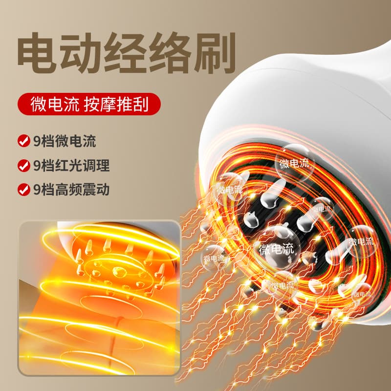 Cross-border Electric Meridian Brush Smart Home Use Abdominal Kneading Gua Sha Shoulder Neck Vibration Red Light Unblocking Warm Massager Full Body Massage