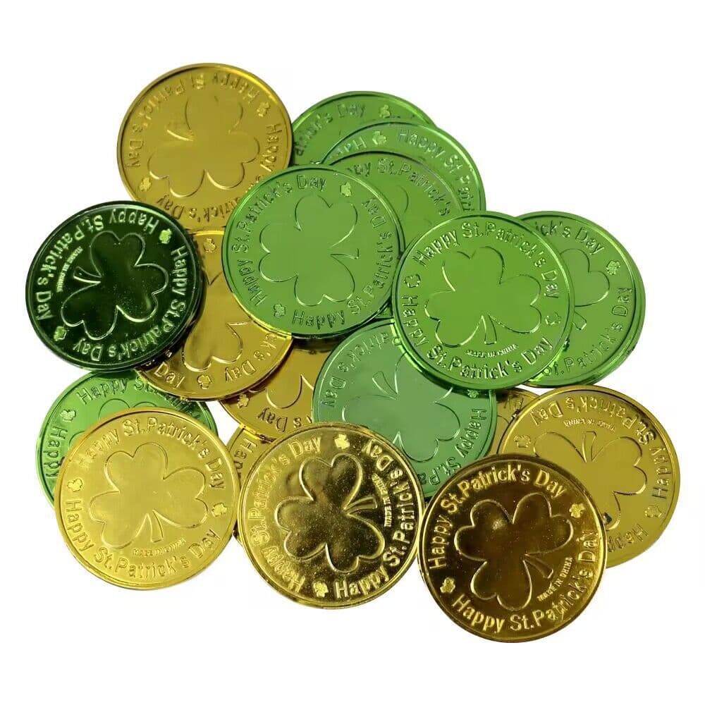 St. Patrick's Day gold coin, green clover coin, shamrock gold coin, cross-border supply toy accessory