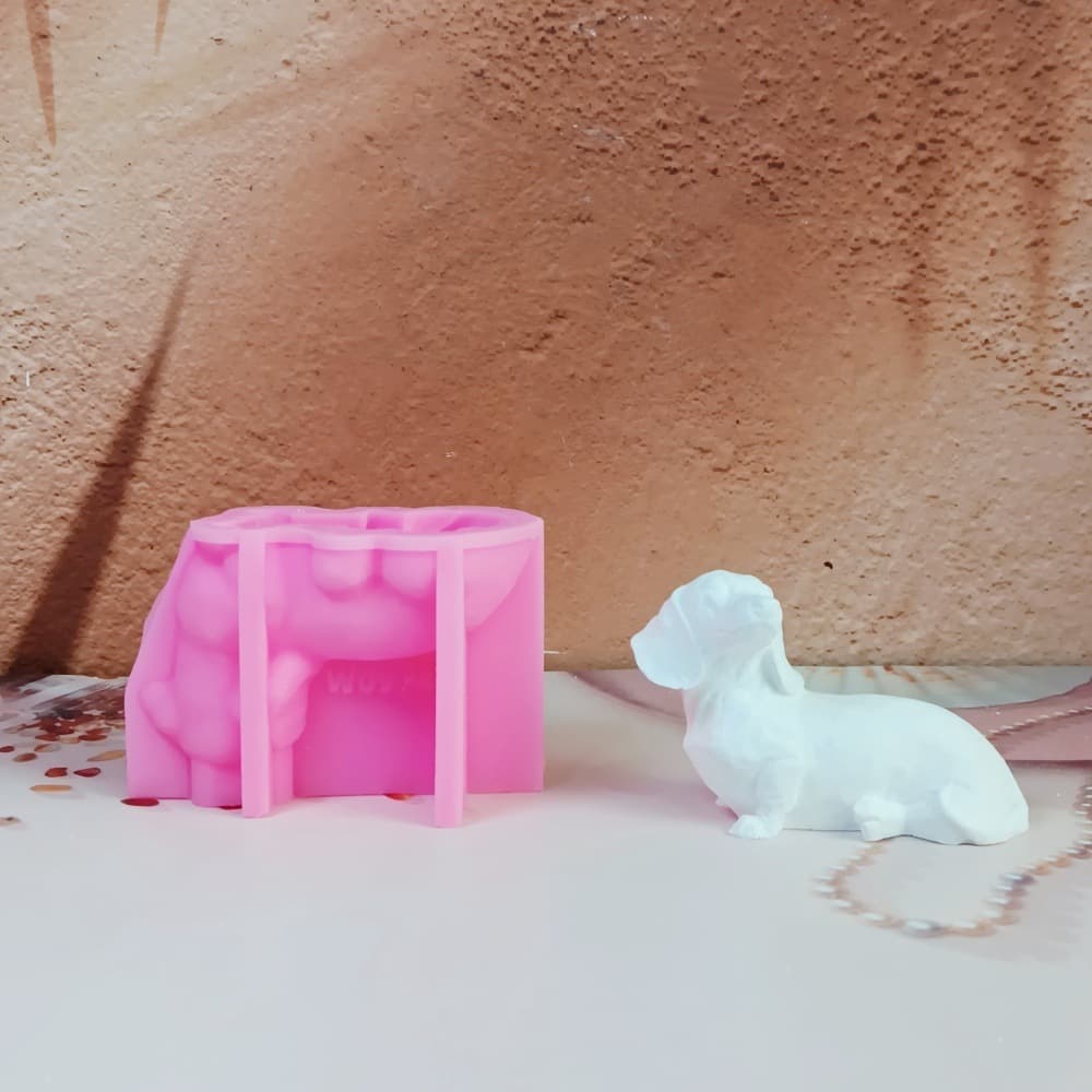 Dachshund Ornament Mold for Candle, Plaster, DIY Plaster Ornament, Candle Holder Silicone Mold W0974