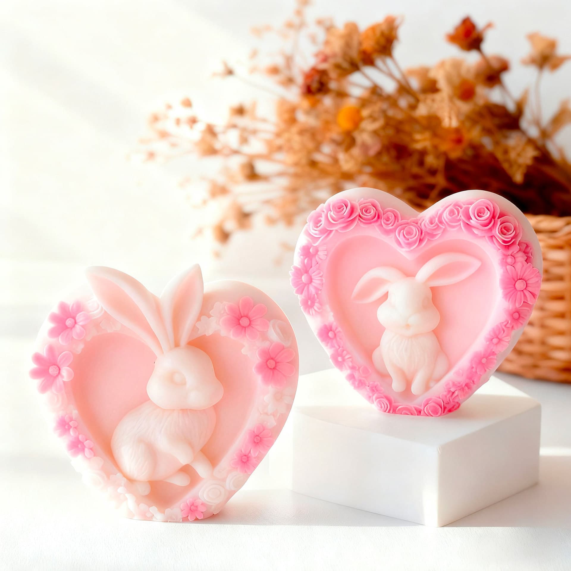 Jiahuimei Heart Rabbit Scented Candle Mold DIY Easter Bunny Handmade Soap Aroma Stone Mold