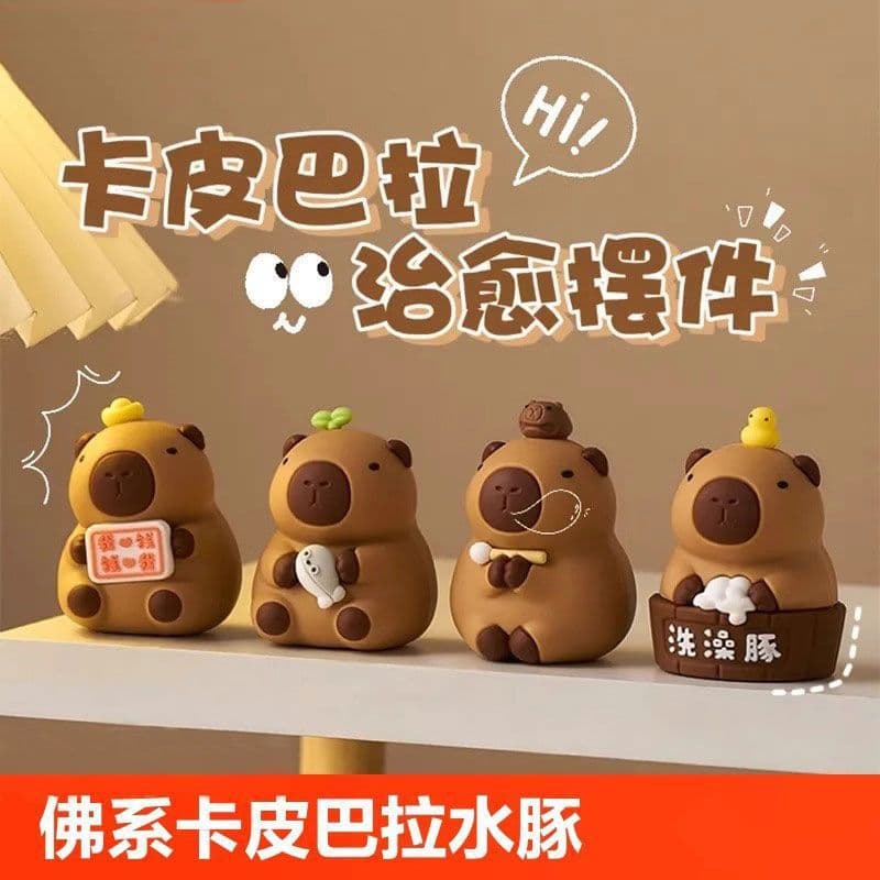 Capybara desktop mini figurine mood stabilizer workstation stress relief decor healing gadget for girls