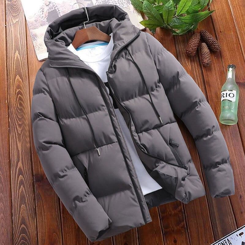 Casual Fashion Thickened Hooded Cotton Jacket Men's Stylish Large Size Youth Trendy Cotton Coat Winter New Arrival Solid Color