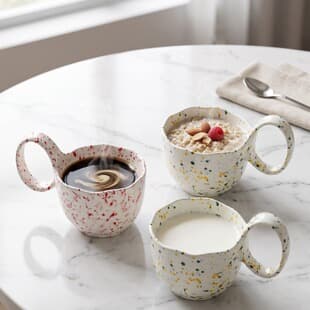 Home Ceramic Breakfast Cup Milk Cup Water Cup Oatmeal Cup Coffee Cup High Appearance Glazed Under Glaze New Style Mug