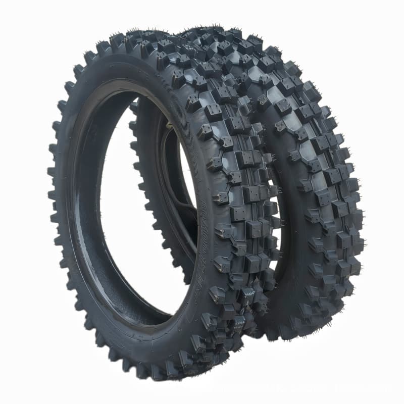 Off-Road Motorcycle Tire 80/100-10 with Inner Tube and Outer Tire, Anti-Slip Shallow Knobby Tire